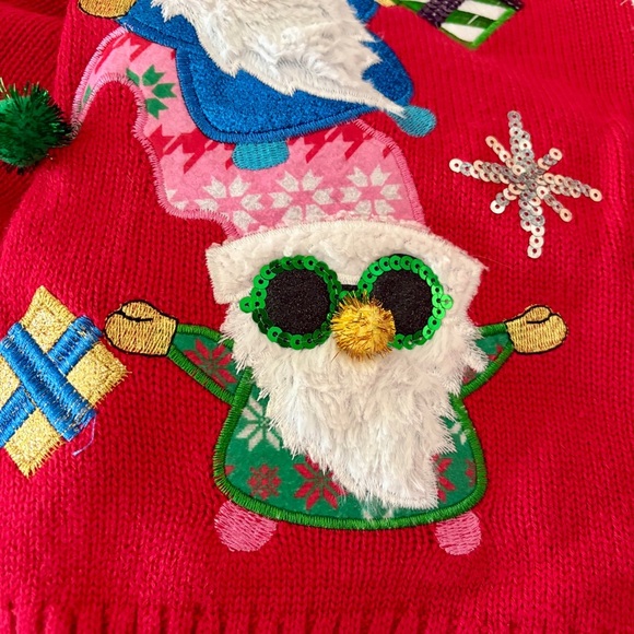 Holiday Time Christmas Gnome Argyle Festive Cardigan Sweater Womens size Large - Picture 10 of 16